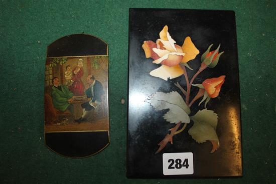 Pietra Dura plaque & another